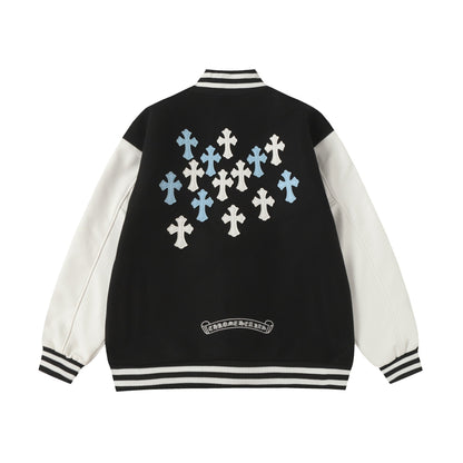 Chrome Hearts Black White Street Style Baseball Coat 0002
