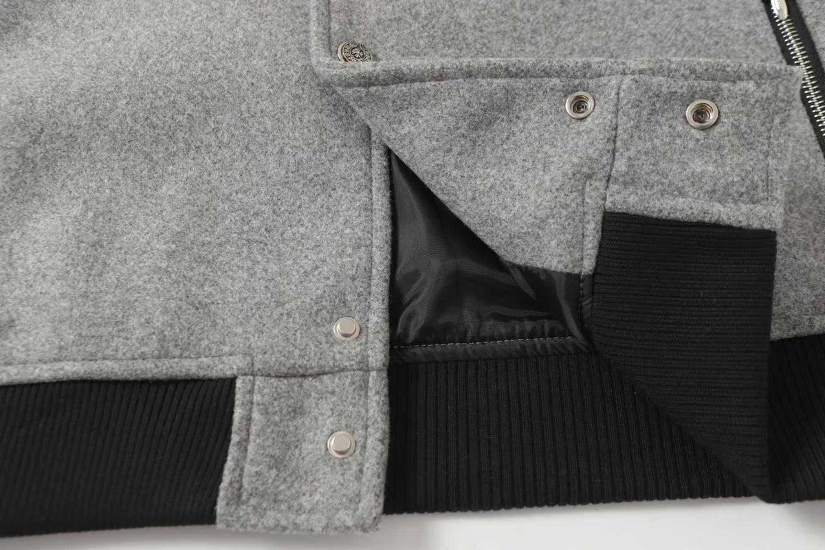 Chrome Hearts Multi Cross Varsity Jacket - Grey Black Street Jacket 2215