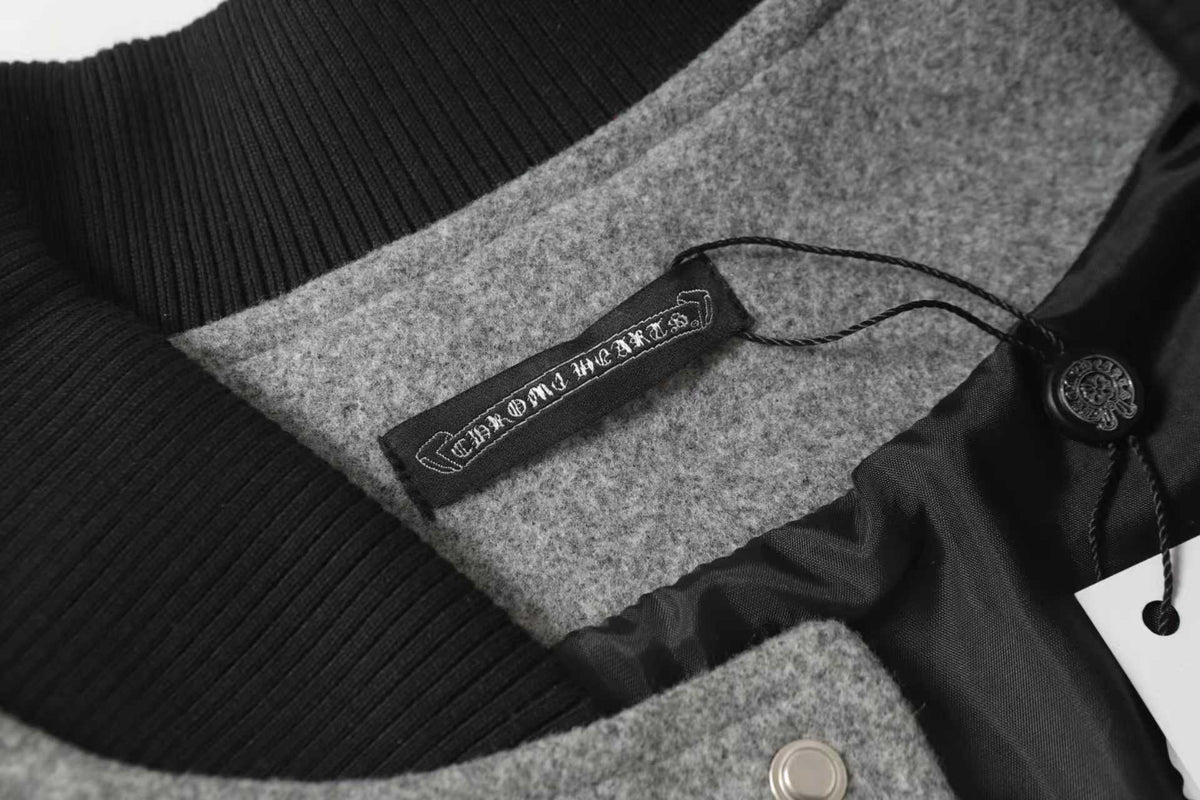 Chrome Hearts Multi Cross Varsity Jacket - Grey Black Street Jacket 2215