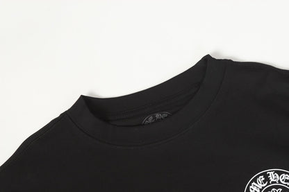Chrome Hearts Logo Flag Long Sleeve Tee - Black White Gothic Street T-Shirt K2126