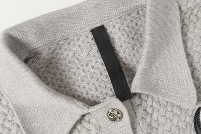 Chrome Hearts Gothic Cross Knit Cardigan - Black Grey Streetwear Jacket 904