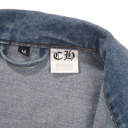 Chrome Hearts Patchwork Denim Jacket - Vintage Blue Gothic Street Jacket 0789